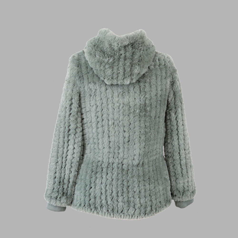 人造毛編織帶帽上衣