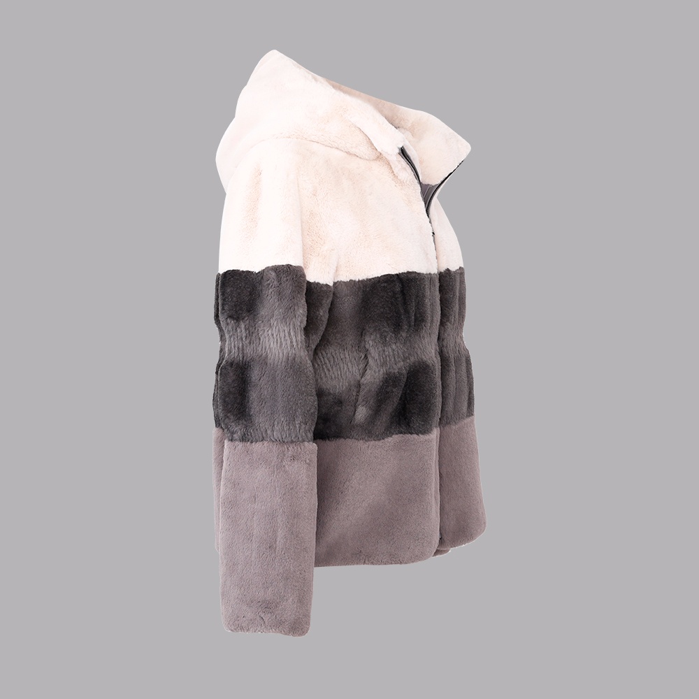 人造毛帶帽上衣