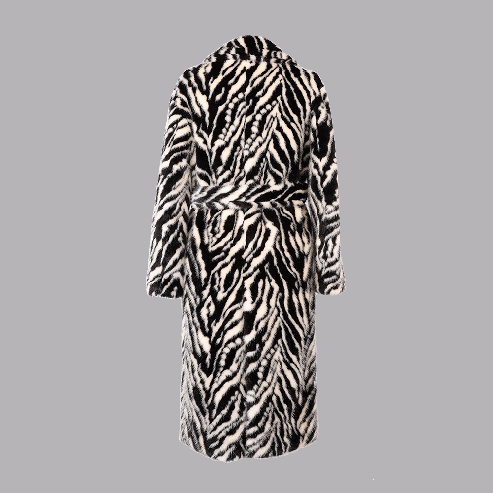 人造毛翻領長款外套