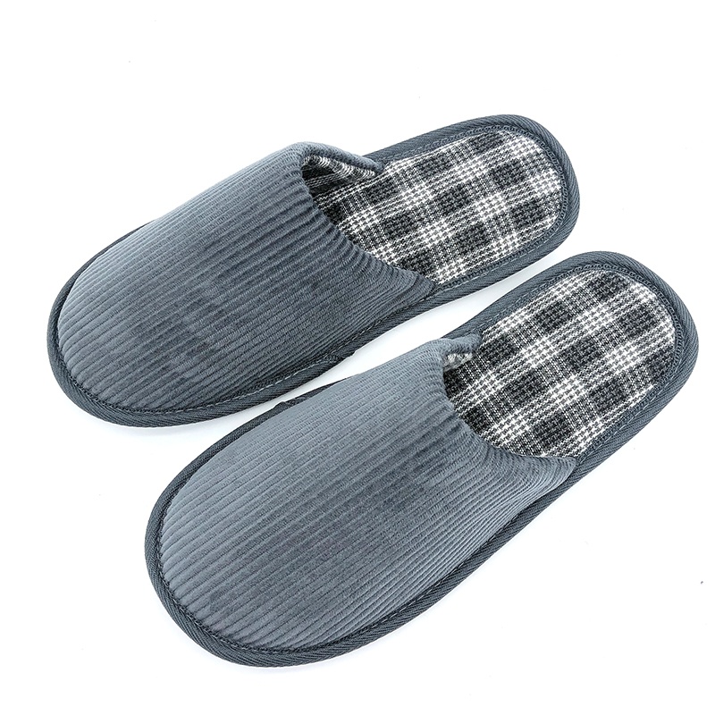 男士條絨半幫拖拖鞋