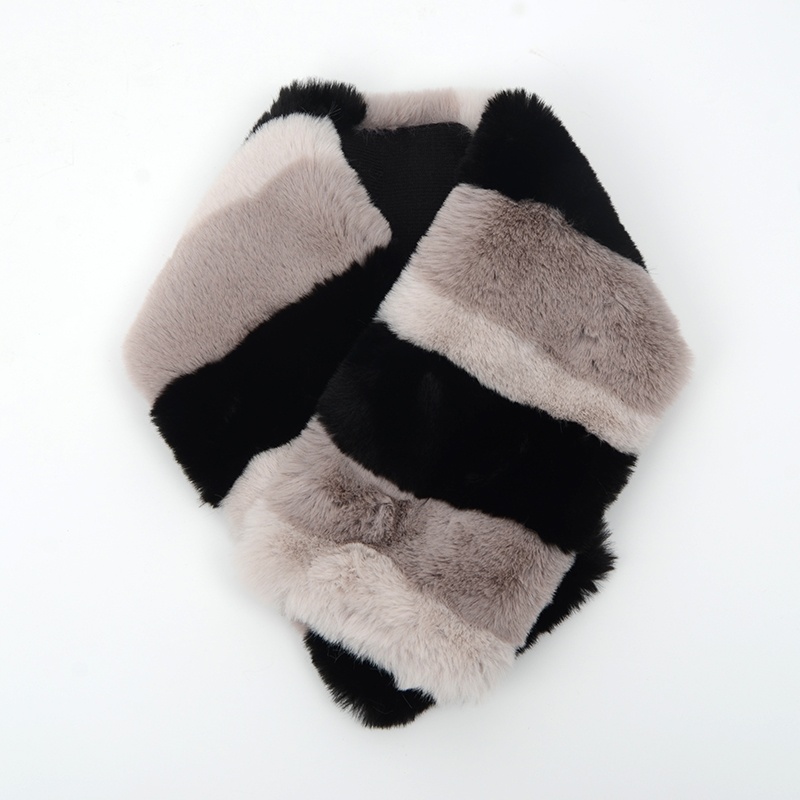 人造毛針織拼接毛領