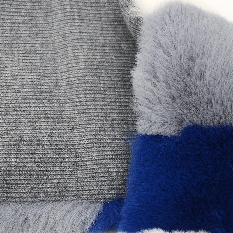 人造毛針織拼接毛領