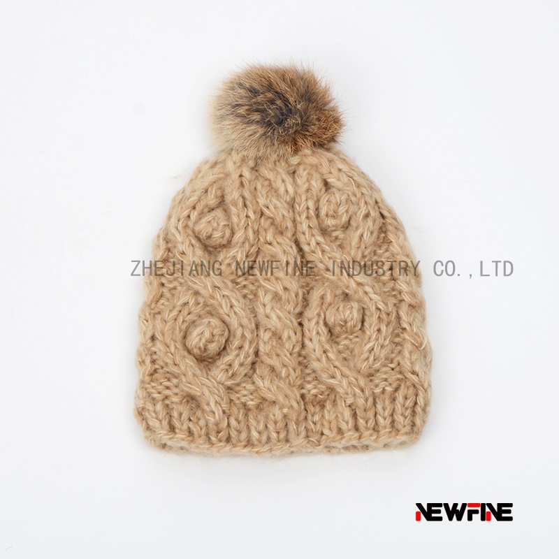 時尚保暖日常男女針織毛球帽子