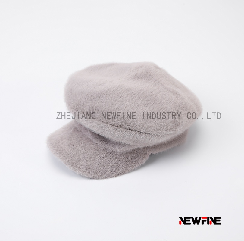 女式貂絨仿皮草時尚鴨舌帽